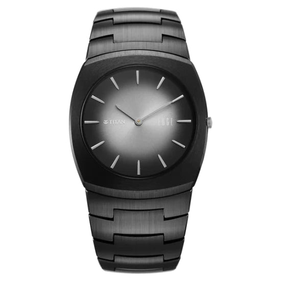 Titan Edge Fumage Quartz Analog Black Dial Black Ceramic Strap Watch For Men