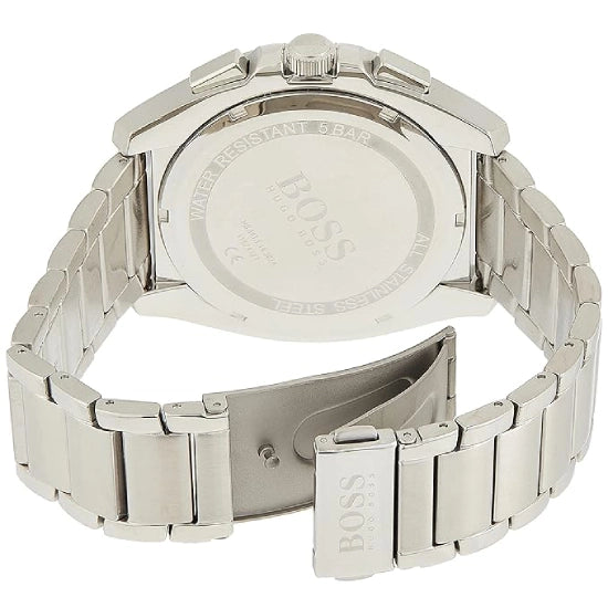 BOSS Grandmaster Qtz Fashion Chrono Blue Round Dial Men's Watch|Stainless Steel Material|Silver Color Band
