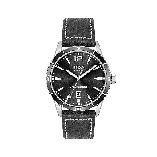 Hugo Boss Leather Drifter Analog Black Dial Men Watch-Black Band