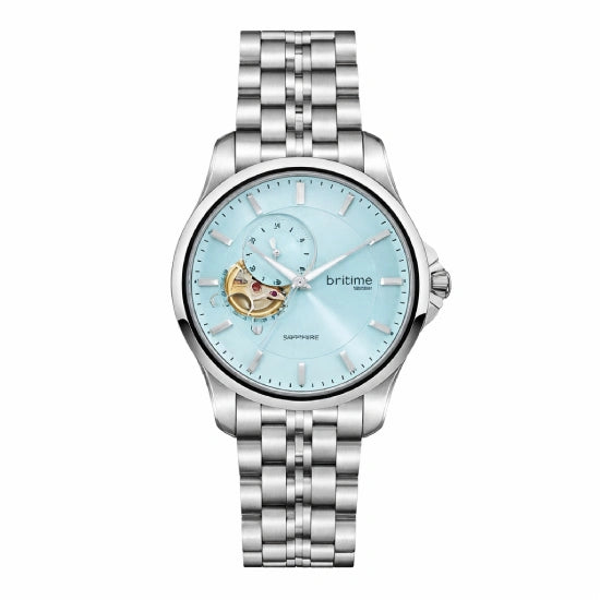 Men Automatic Sea Blue Dial Analog Metal Watch