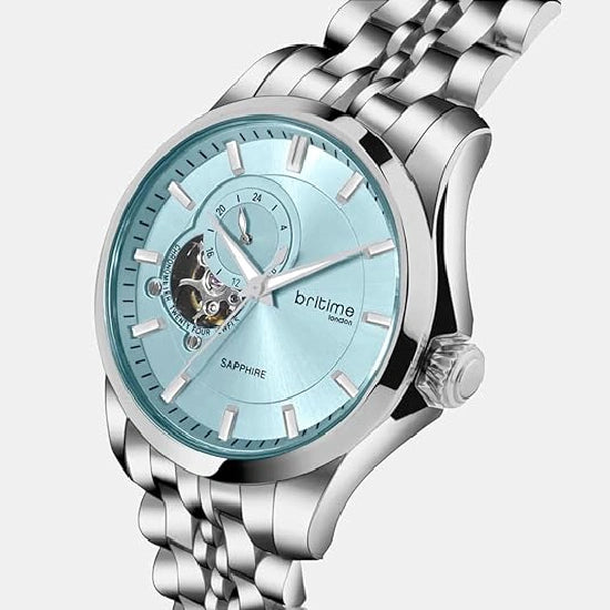 Men Automatic Sea Blue Dial Analog Metal Watch