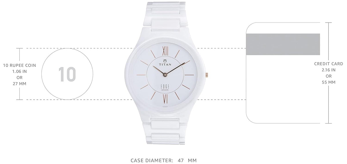 Titan Edge Ceramic White Dial Analog Ceramic Strap watch for Men