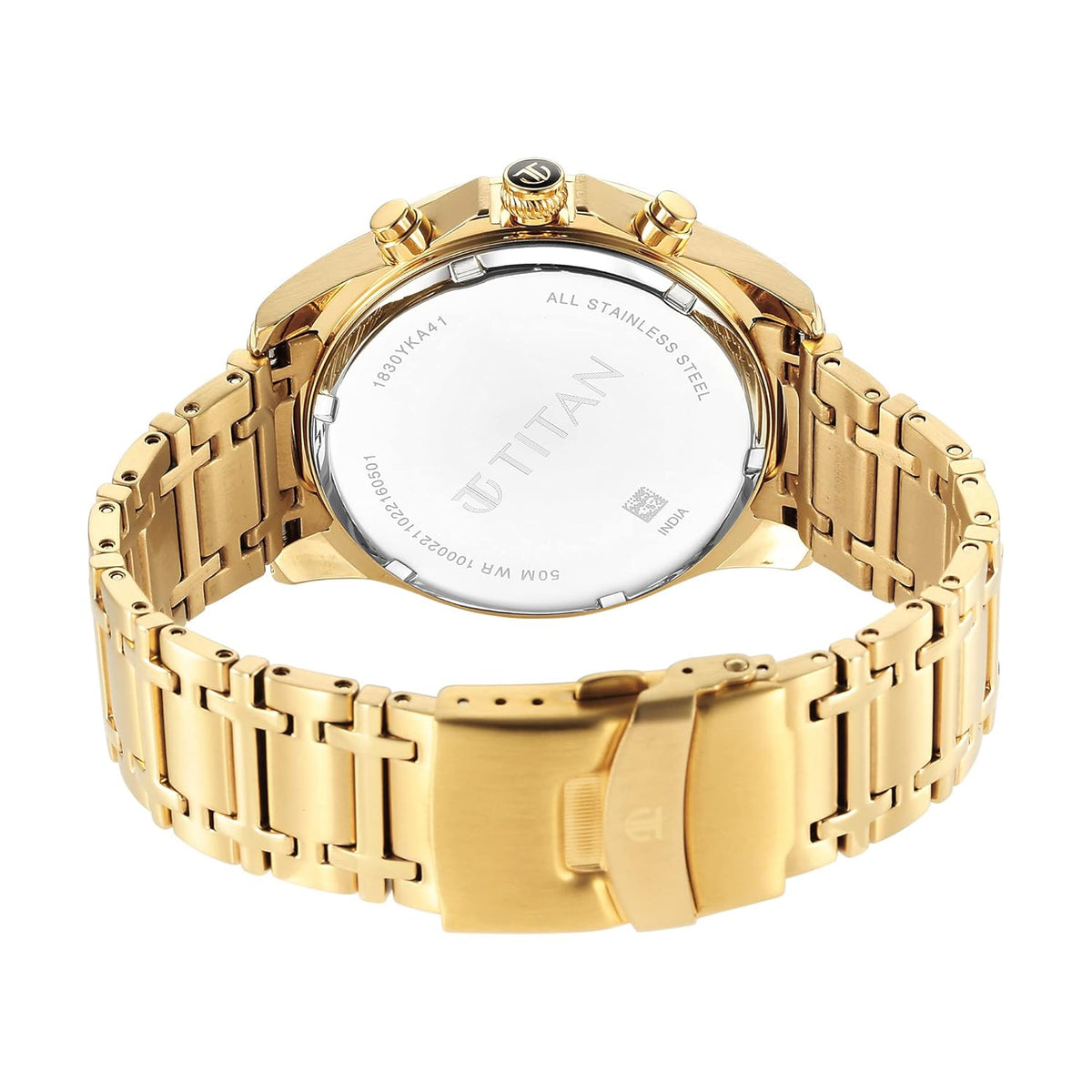 Titan Regalia Premium Quartz Chronograph with Date Forest Green Dial Gold Stainless Steel Strap Watch for Men