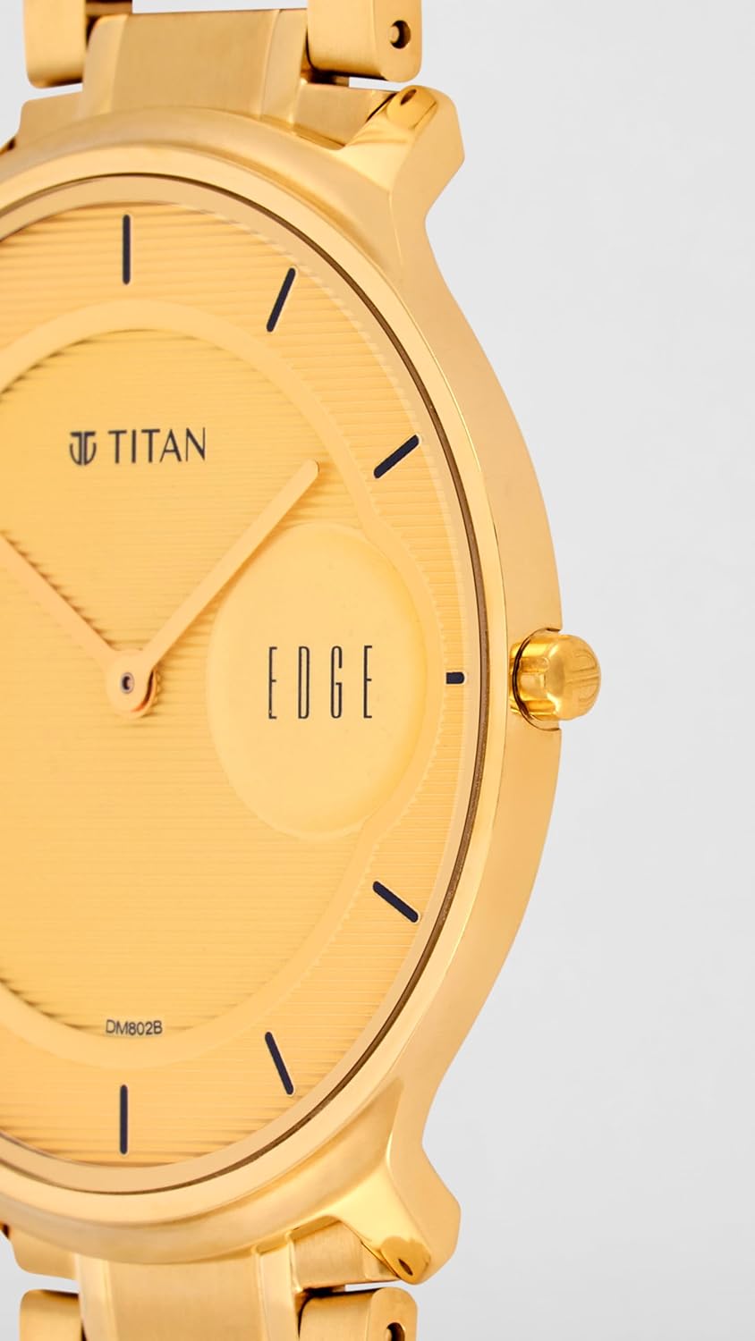 EDGE Titan Quartz Analog Metal Golden Dial Gold Stainless Steel Strap Watch for Men