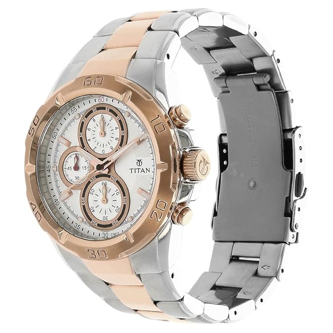 Titan Regallia Rose Gold Chronograph Stainless Steel Strap Watch for Men