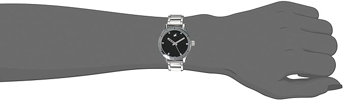Fastrack Quartz Analog Black Dial Stainless Steel Strap Watch for Girls