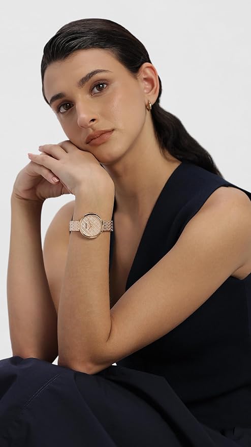 Titan Purple Unending Beauty Rose Gold Dial Women Watch with Stainless Steel Strap