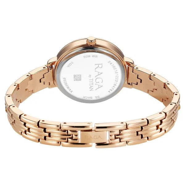 Titan Raga Showstopper Quartz Analog Pink Dial Metal Strap Watch for Women