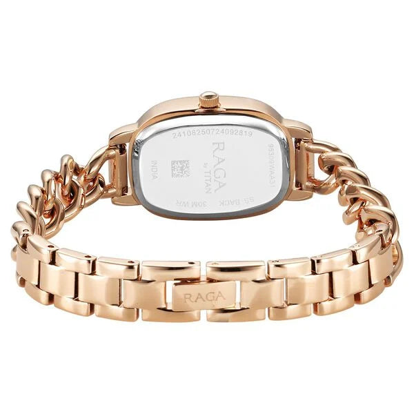Titan Raga Showstopper Quartz Analog Rose Gold Dial Metal Strap Watch For Women