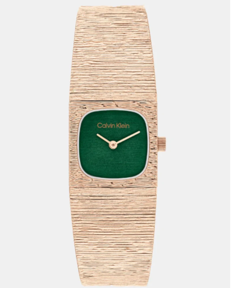 Sophisticated Square Women Quartz Green Dial Analog Stainless