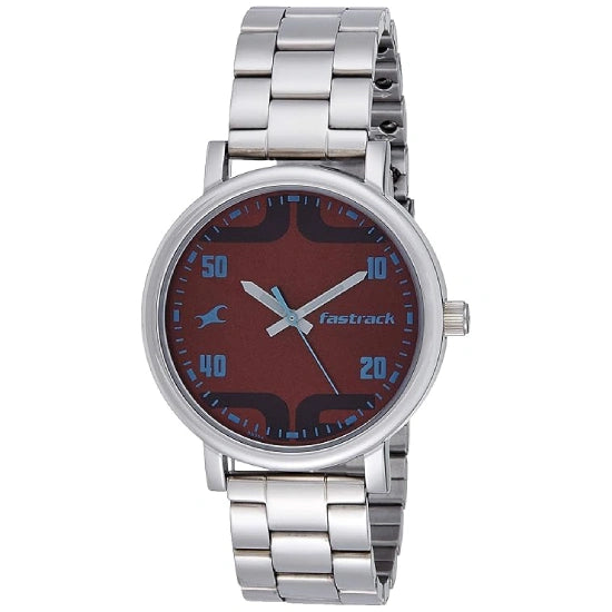 Fastrack Bold Quartz Analog Brown Dial Stainless Steel Strap Watch for Guys