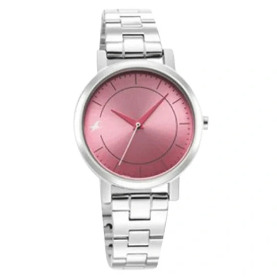 Fastrack Stunners Quartz Analog Grey Dial Silver Metal Strap Watch for Guys