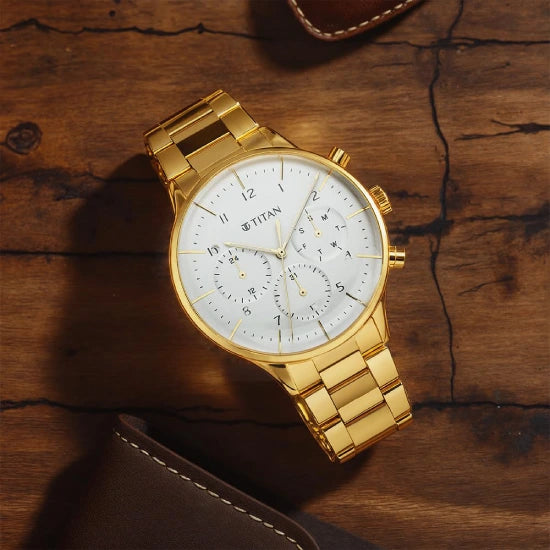 Titan Urban Magic Silver Dial Quartz Multifunction Stainless Steel Strap watch for Men