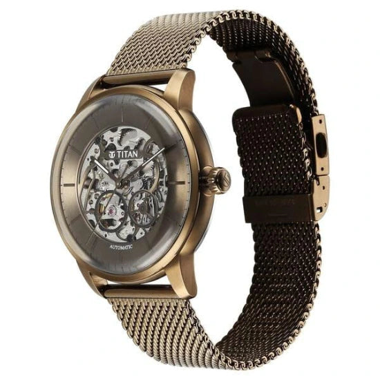 Titan Automatic Color Upgrade Green Dial Green Stainless Steel Strap Watch For Men