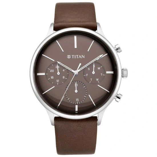 Titan Men LIGHT LEATHERS Brown Multifunction Watch