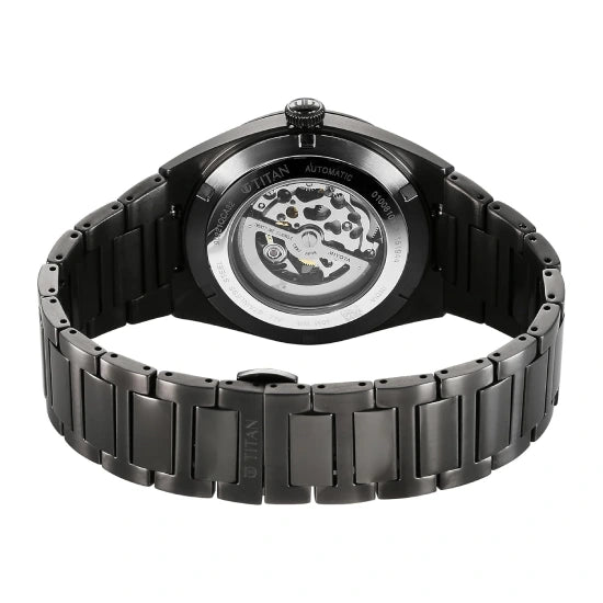 Titan Nexus Skeletal Automatic Analog with Gun Dial Gun Stainless Steel Strap Watch for Men