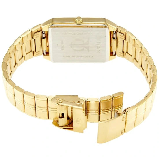 Titan Analog with Date Golden Dial Metal Strap watch for Men