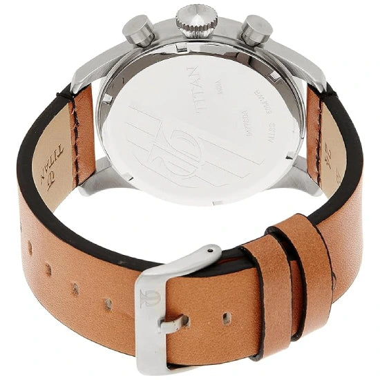 Titan Chronograph Black Dial Quartz Leather Strap watch for Men
