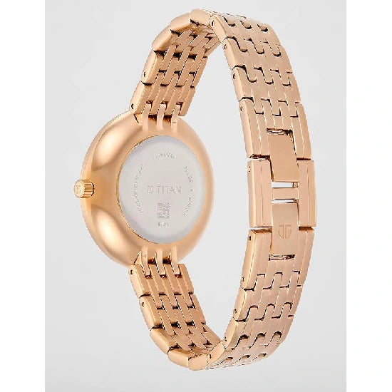 Titan Purple Unending Beauty Rose Gold Dial Women Watch with Stainless Steel Strap