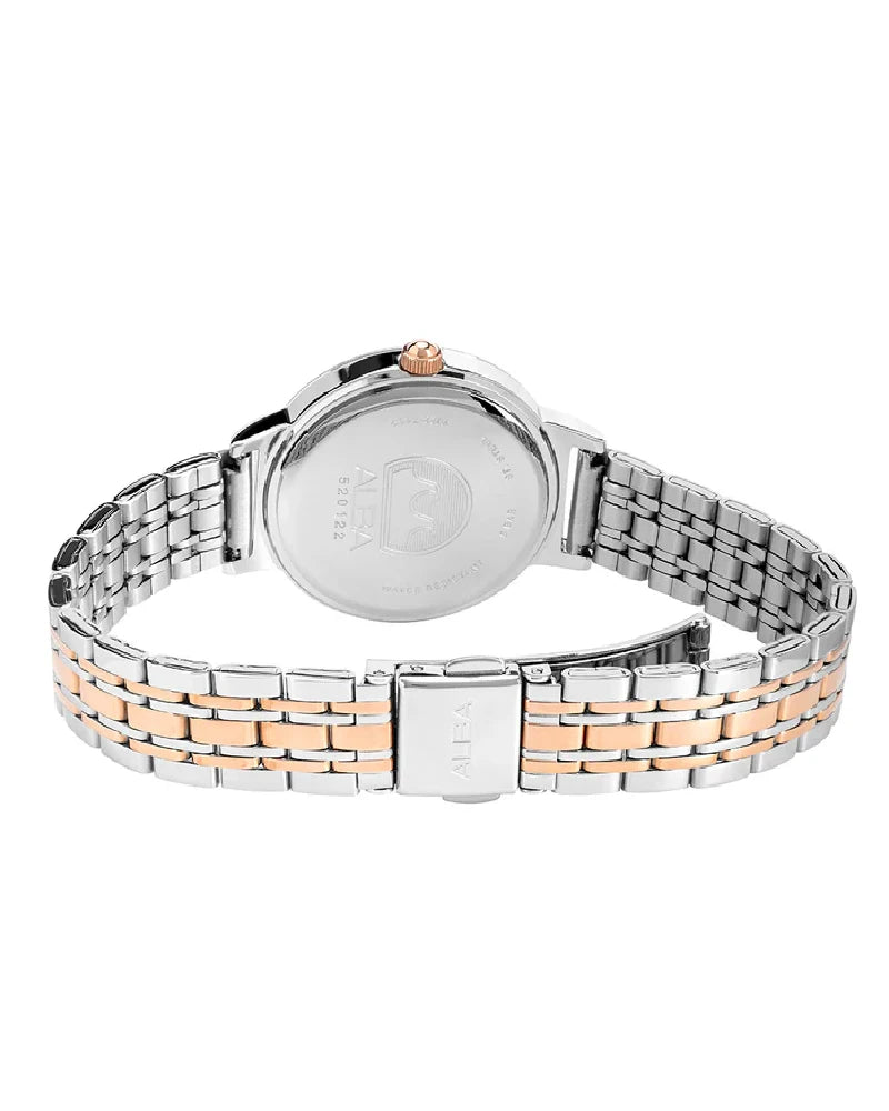 Peach Dial Dual Tone Watch