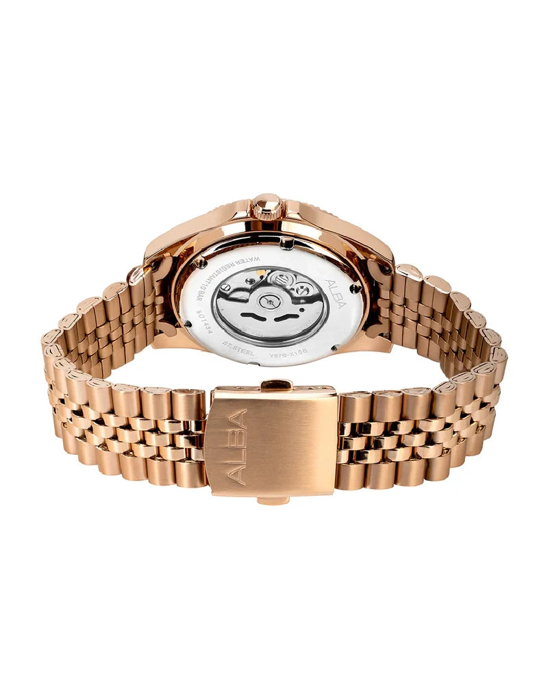 Copper Bezel With Teal Sunray Dial Automatic Watch