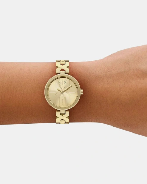 Armani Exchange Women Quartz Gold Dial Analog Stainless Steel Watch