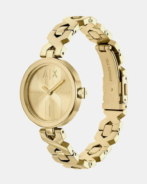 Armani Exchange Women Quartz Gold Dial Analog Stainless Steel Watch