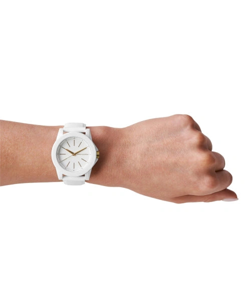 Armani Exchange Silicone Analog White Dial Women's Watch