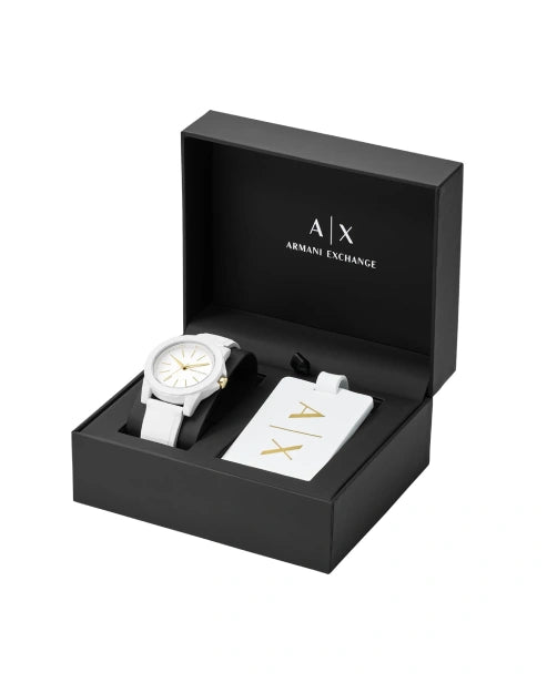 Armani Exchange Silicone Analog White Dial Women's Watch