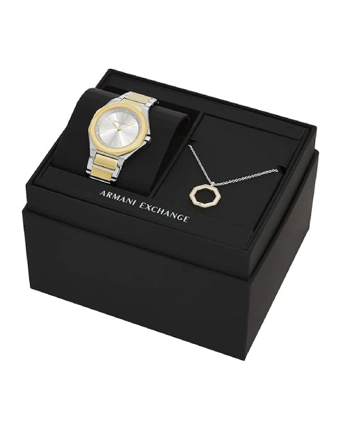 Armani Exchange Stainless Steel Analog Silver Dial Women's Watch, Band Color:Multicolor