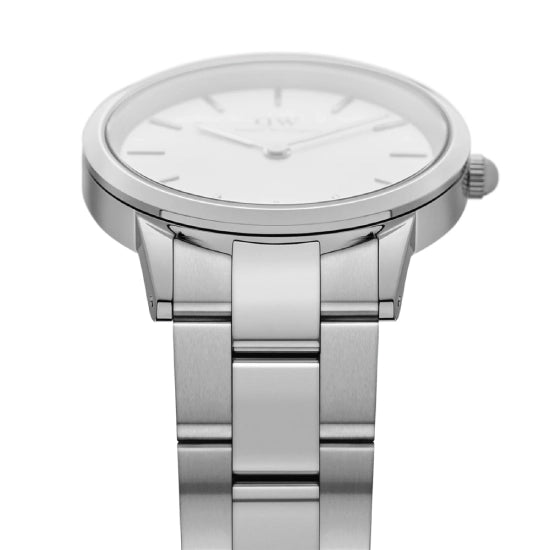 DANIEL WELLINGTON Iconic Link - Silver watch with White dial 36mm, UNISEX WATCH