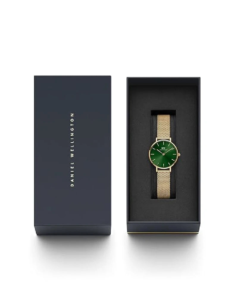 Daniel Wellington Analog Women's Watch (Green Dial Gold Colored Strap)