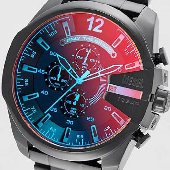Diesel Stainless Steel Analog Red Dial Black Strap Men's Watch