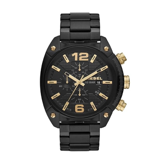Diesel Men's Stainless Steel Overflow Analog Black Dial Watch