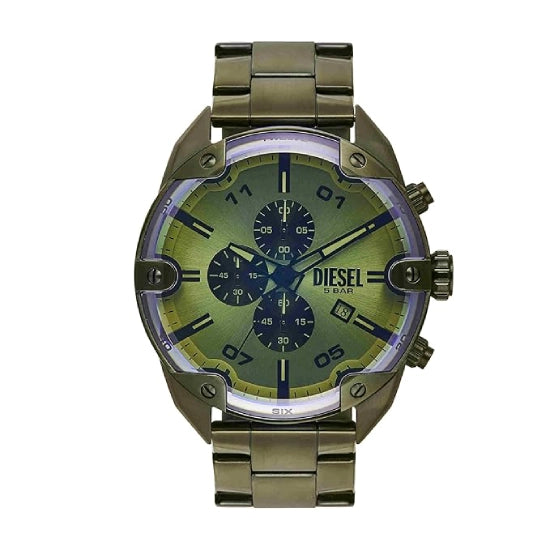 Diesel Men Spiked Green Quartz Stainless Steel Chronograph Watch