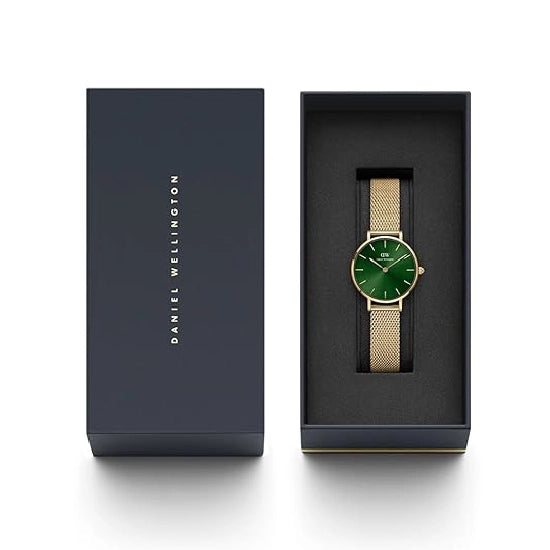 Daniel Wellington Analog Women's Watch (Green Dial Gold Colored Strap)