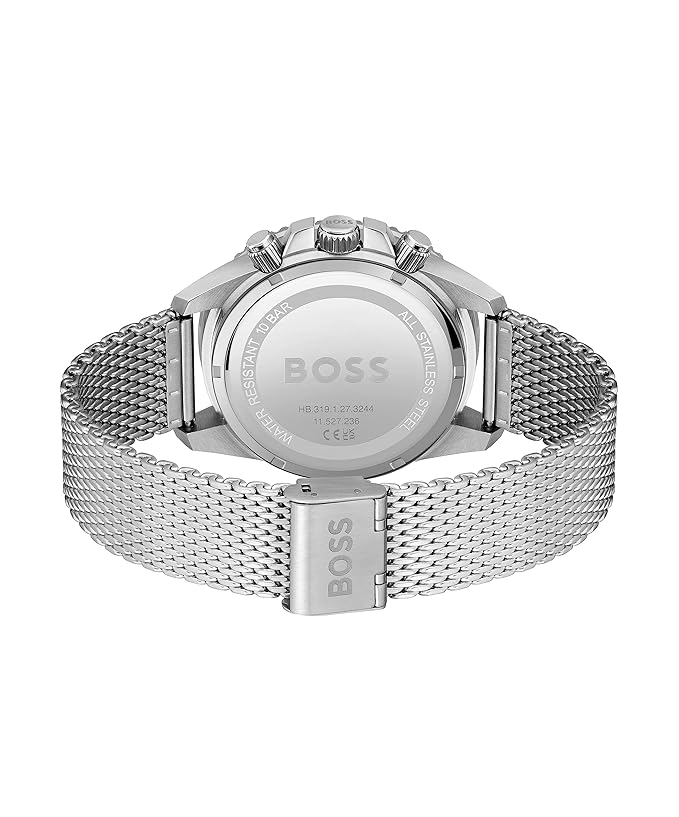 BOSS Admiral Qtz Fashion Chrono Green Round Dial Men's Analog Watch|Stainless Steel Material|Silver Color Band