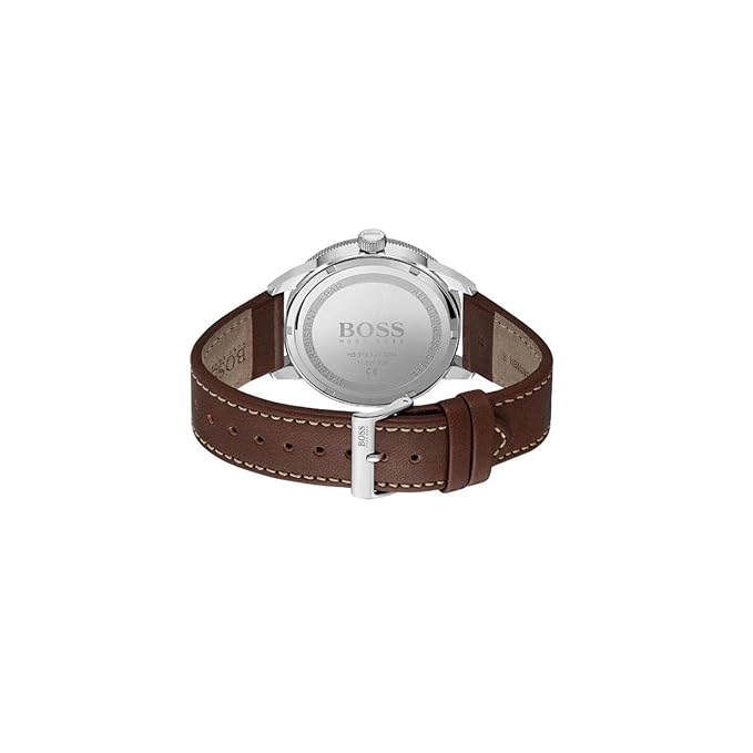 Hugo Boss Leather Hugo Drifter Analog Blue Dial Men Watch-Brown Band
