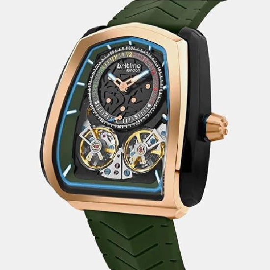 Aventus Men Automatic Green Dial Analog Silicone Watch