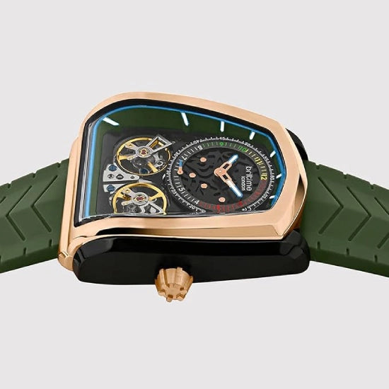 Aventus Men Automatic Green Dial Analog Silicone Watch