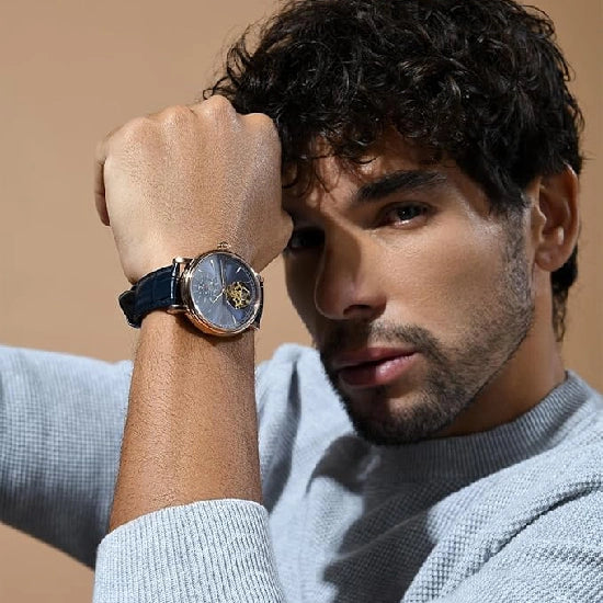 Jupiter Men Automatic Blue Dial Analog Leather Watch