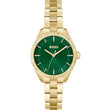 HUGO BOSS Sage Qtz Basic Green Round Dial Women's Analog Watch|Ionic Plated Thin Gold Steel Material|Gold Color Band