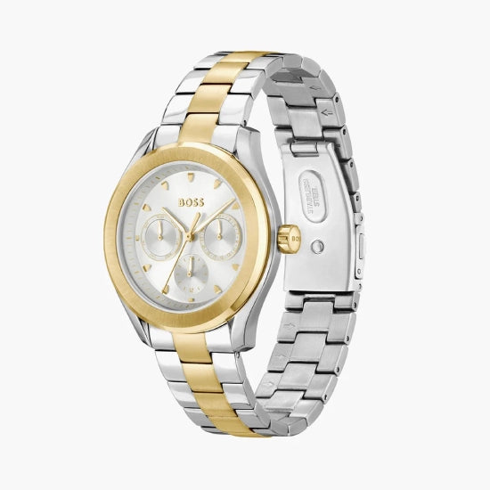 Lida Women Quartz Dual Tone Dial Multi-Function Stainless Steel Watch