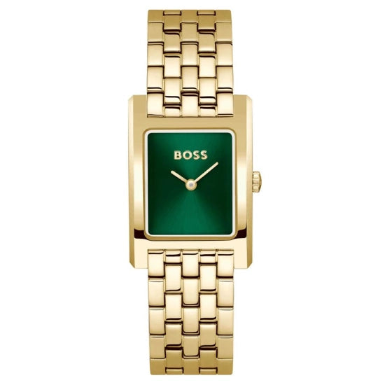 Lucy Qtm Women Quartz Green Dial Analog Stainless Steel Watch