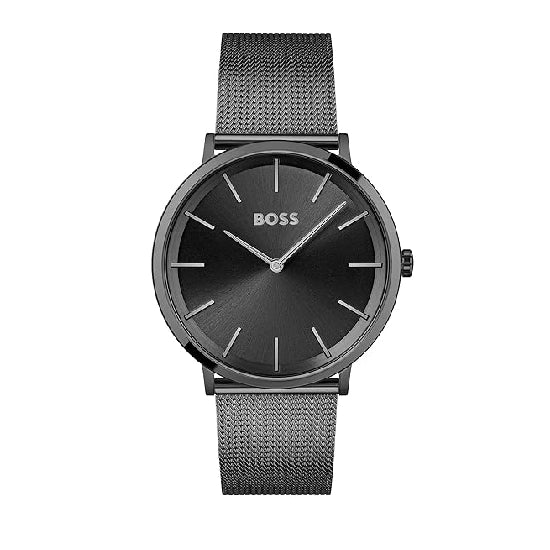 Hugo Boss Stainless Steel Skyliner Analog Black Dial Men Watch, Black Band