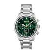 BOSS Hugo Stainless Steel Pioneer Analog Green Dial Men Watch- Silver Band