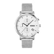 BOSS Integrity Qtz Fashion Chrono White Round Dial Men's Watch|Stainless Steel Material|Silver Color Band