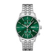 BOSS Men Associate Qtz Fashion Chrono Green Round Dial Analog Watch|Stainless Steel Material|Silver Color Band
