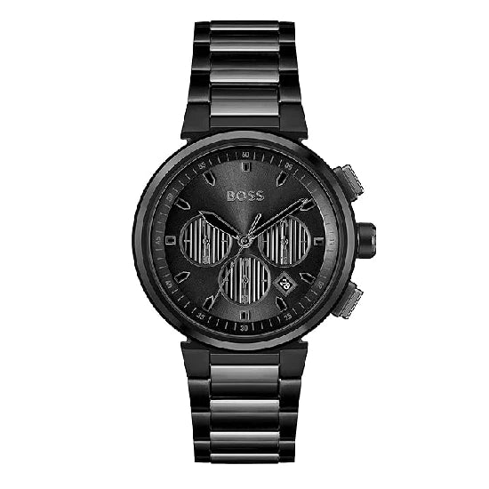 Boss One Qtz Fashion Chrono Black Dial Men's Watch|Ionic Plated Steel Material|Black Color Band