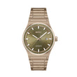 BOSS Candor Auto Mech-Automatic Olive Green Round Dial Men's Watch|Ionic Plated Beige Gold Steel Material|Gold Color Band